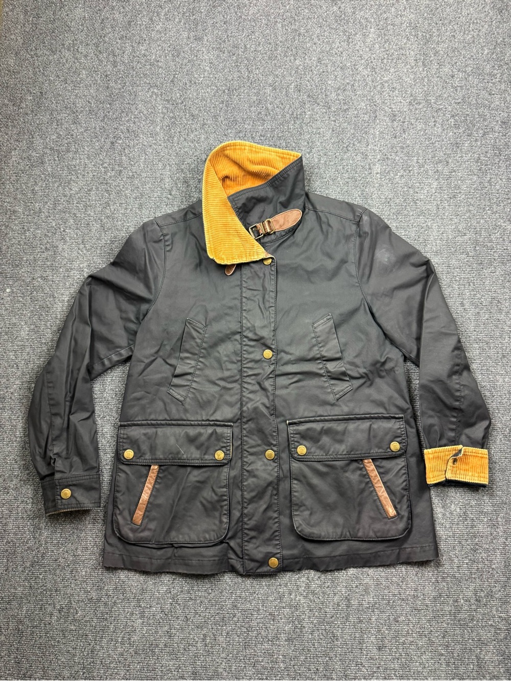 Massimo Dutti Black Utility Jacket with Mustard Corduroy Trim